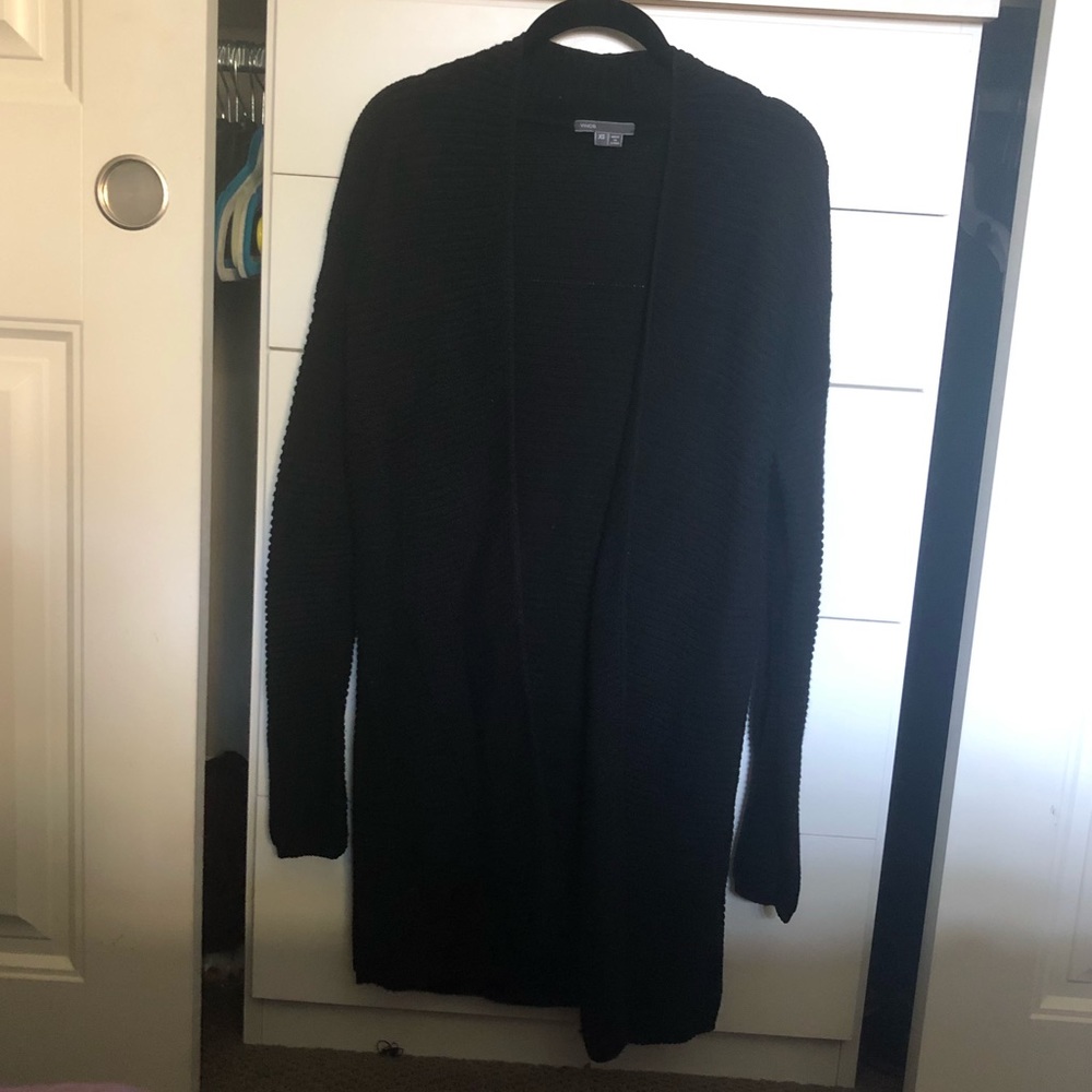 Vince Black Cotton Cardigan Sweater
